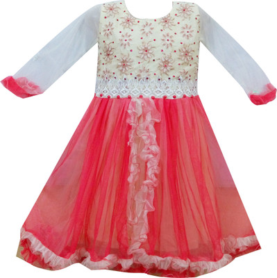 

Fashionitz Girls Maxi/Full Length Party Dress(Red, Half Sleeve