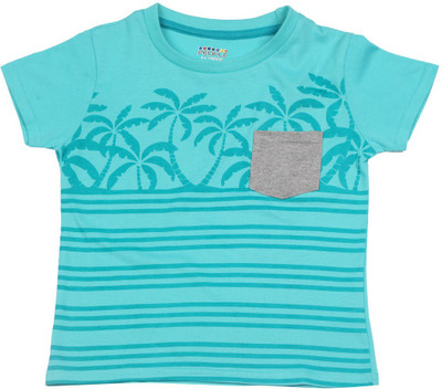 

People Girls Printed Cotton T Shirt(Blue, Pack of 1, Navy