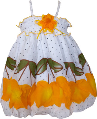 

All About Pink Girls Midi/Knee Length Party Dress(Multicolor, Sleeveless, Yellow
