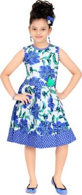 

Trendyy Girls Girls Midi/Knee Length Party Dress(Multicolor, Sleeveless, Blue