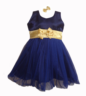 

MVD Fashion Girls Midi/Knee Length Party Dress(Dark Blue, Sleeveless, Navy