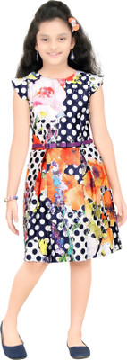 

Trendyy Girls Girls Midi/Knee Length Party Dress(Multicolor, Cap Sleeve