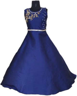 My Lil Princess Girls Maxi/Full Length Party Dress(Blue, Sleeveless)