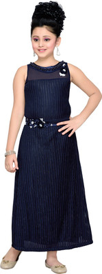 

Hunny Bunny Girls Maxi/Full Length Party Dress(Dark Blue, Sleeveless, Navy blue