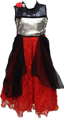 

Pogo Maxi/Full Length Party Dress(Red, Sleeveless, Black