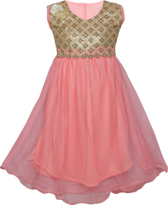 

mkb Girls Maxi/Full Length Casual Dress(Pink, Sleeveless