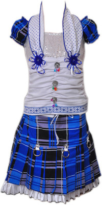 

Pari & Prince Girls Midi/Knee Length Casual Dress(Blue, Sleeveless, White & blue