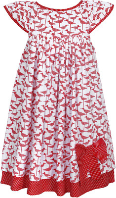 

Bella Moda Girls Midi/Knee Length Casual Dress(Multicolor, Cap Sleeve), Red
