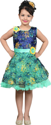 

P.R. Creation Girls Mini/Short Party Dress(Green, Sleeveless