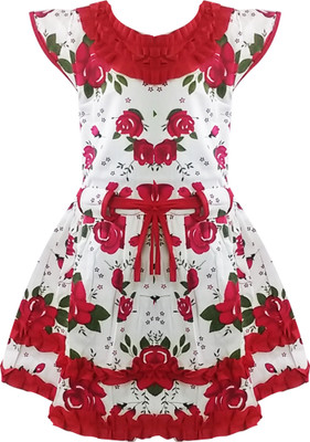 

Fashionitz Girls Midi/Knee Length Casual Dress(Red, Sleeveless