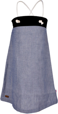 

Lil Orchids Girls Midi/Knee Length Casual Dress(Black, Noodle strap