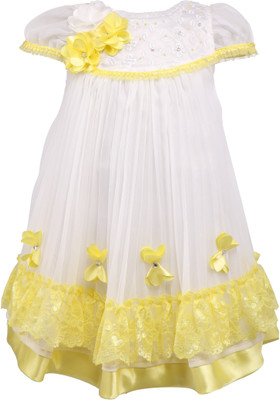 

La Bele Girls Midi/Knee Length Casual Dress(Yellow, Cap Sleeve