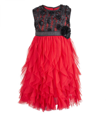 

Toy Balloon Kids Girls Midi/Knee Length Party Dress(Red, Sleeveless