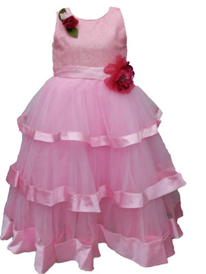 

Pogo Girls Maxi/Full Length Party Dress(Pink, Sleeveless
