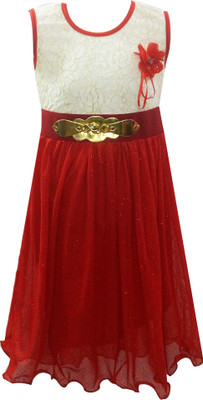 

Fashionitz Girls Midi/Knee Length Party Dress(Red, Sleeveless