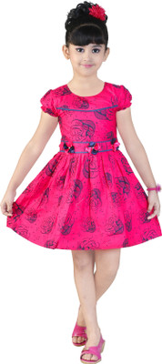 

Golden Girl Girls Midi/Knee Length Casual Dress(Pink, Fashion Sleeve