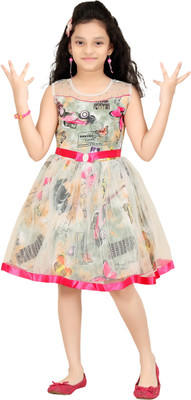 

Trendyy Girls Girls Midi/Knee Length Party Dress(Multicolor, Sleeveless