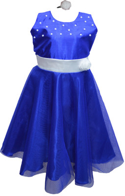

MVD Fashion Girls Midi/Knee Length Party Dress(Blue, Sleeveless