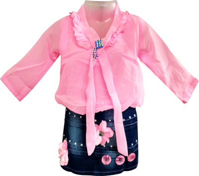

Fashionitz Girls Midi/Knee Length Party Dress(Pink, Full Sleeve