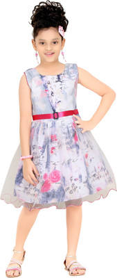 

Trendyy Girls Girls Midi/Knee Length Party Dress(Multicolor, Sleeveless