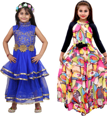 

Crazeis Girl's Maxi/Full Length Party(Multicolor, Sleeveless