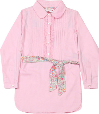 

US Polo Kids Girls Mini/Short Casual Dress(Pink, Roll-up Sleeve, Lt. pink