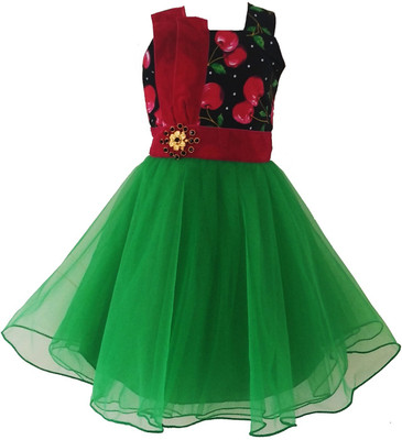 

Angel Wears Girls Midi/Knee Length Party Dress(Black, Sleeveless, Black:green