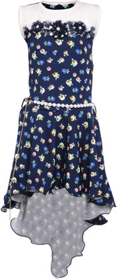

La Bele Girls Midi/Knee Length Casual Dress(Blue, Sleeveless, Navy blue
