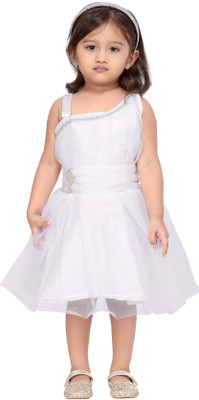 

Aarika Girls Midi/Knee Length Party Dress(White, Sleeveless, Cream