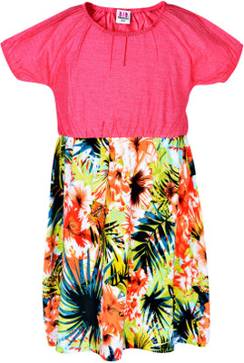 

Lil Orchids Girls Midi/Knee Length Casual Dress(Pink, Half Sleeve
