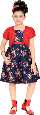 

Trendy Girls Girls Midi/Knee Length Party Dress(Red, Cap Sleeve