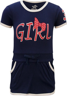 

Kothari Girls Midi/Knee Length Casual Dress(Dark Blue, Half Sleeve, Navy