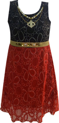 

Fashionitz Girls Midi/Knee Length Party Dress(Red, Sleeveless