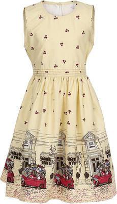 

Femi Girls Midi/Knee Length Casual Dress(Yellow, Sleeveless, Alluring yellow;ravishing red