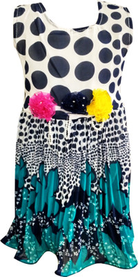 

Fashionitz Girls Midi/Knee Length Party Dress(Blue, Sleeveless, Turquoise