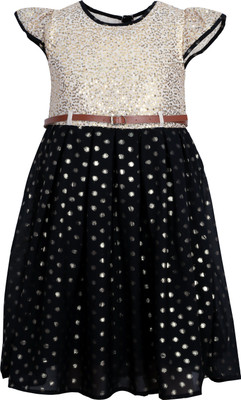 

Bella Moda Girls Midi/Knee Length Party Dress(Black, Half Sleeve)