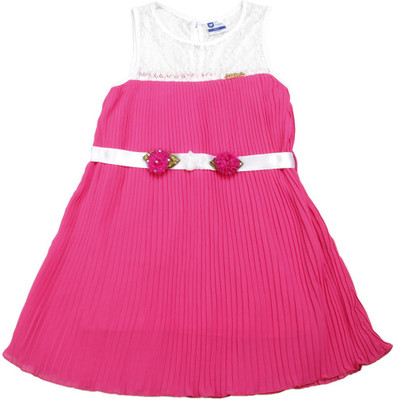 

612 League Girls Midi/Knee Length Casual Dress(Pink, Sleeveless, Fuschia