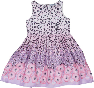 

NautiNati Girls Midi/Knee Length Casual Dress(Purple, Sleeveless, White