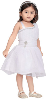 

RTC kids junction Girls Mini/Short Party Dress(White, Sleeveless
