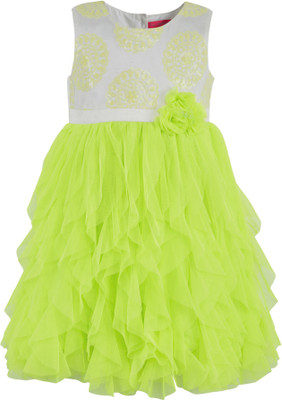 

Toy Balloon Kids Girls Midi/Knee Length Party Dress(Green, Sleeveless, Neon-green