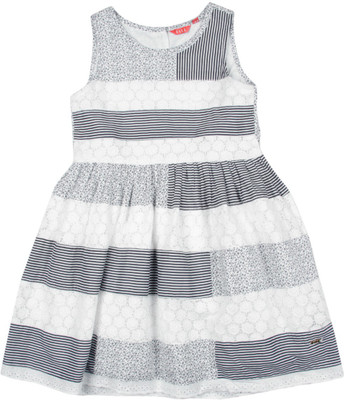 

Elle Kids Girls Midi/Knee Length Casual Dress(White, Sleeveless, Dk. blue