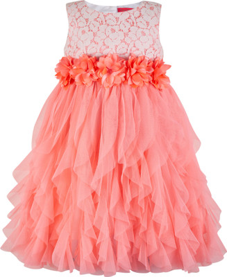 

Toy Balloon Kids Girls Midi/Knee Length Party Dress(Orange, Sleeveless