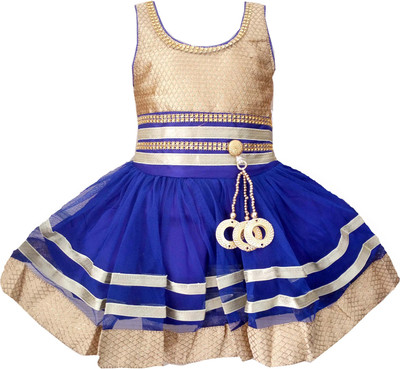 

All About Pink Girls Midi/Knee Length Party Dress(Blue, Sleeveless