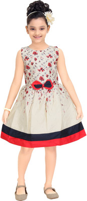 

Trendy Girls Girls Midi/Knee Length Casual Dress(Beige, Sleeveless