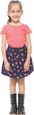

Go India Store Girls Midi/Knee Length Casual Dress(Pink, Half Sleeve