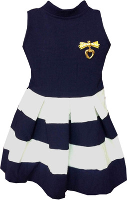 

All About Pink Girls Midi/Knee Length Casual Dress(Blue, Sleeveless