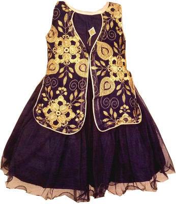 

All About Pink Girls Maxi/Full Length Party Dress(Multicolor, Sleeveless, Blue