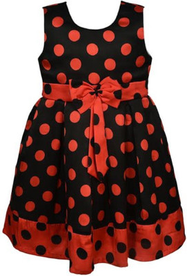 

La Bele Girls Midi/Knee Length Casual Dress(Multicolor, Sleeveless, Red