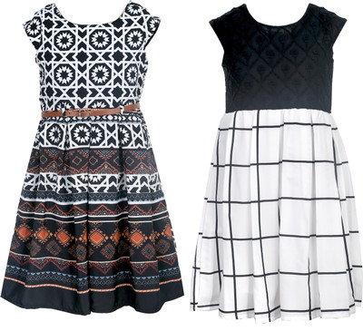 

Bella Moda Girls Midi/Knee Length Casual Dress(Multicolor, Cap Sleeve)