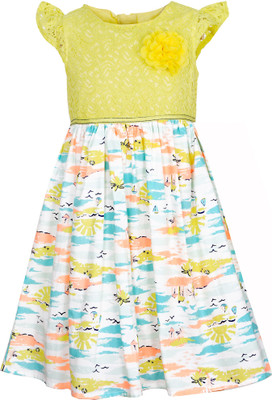 

Bella Moda Girl's Midi/Knee Length Casual Dress(Yellow, Cap sleeve)